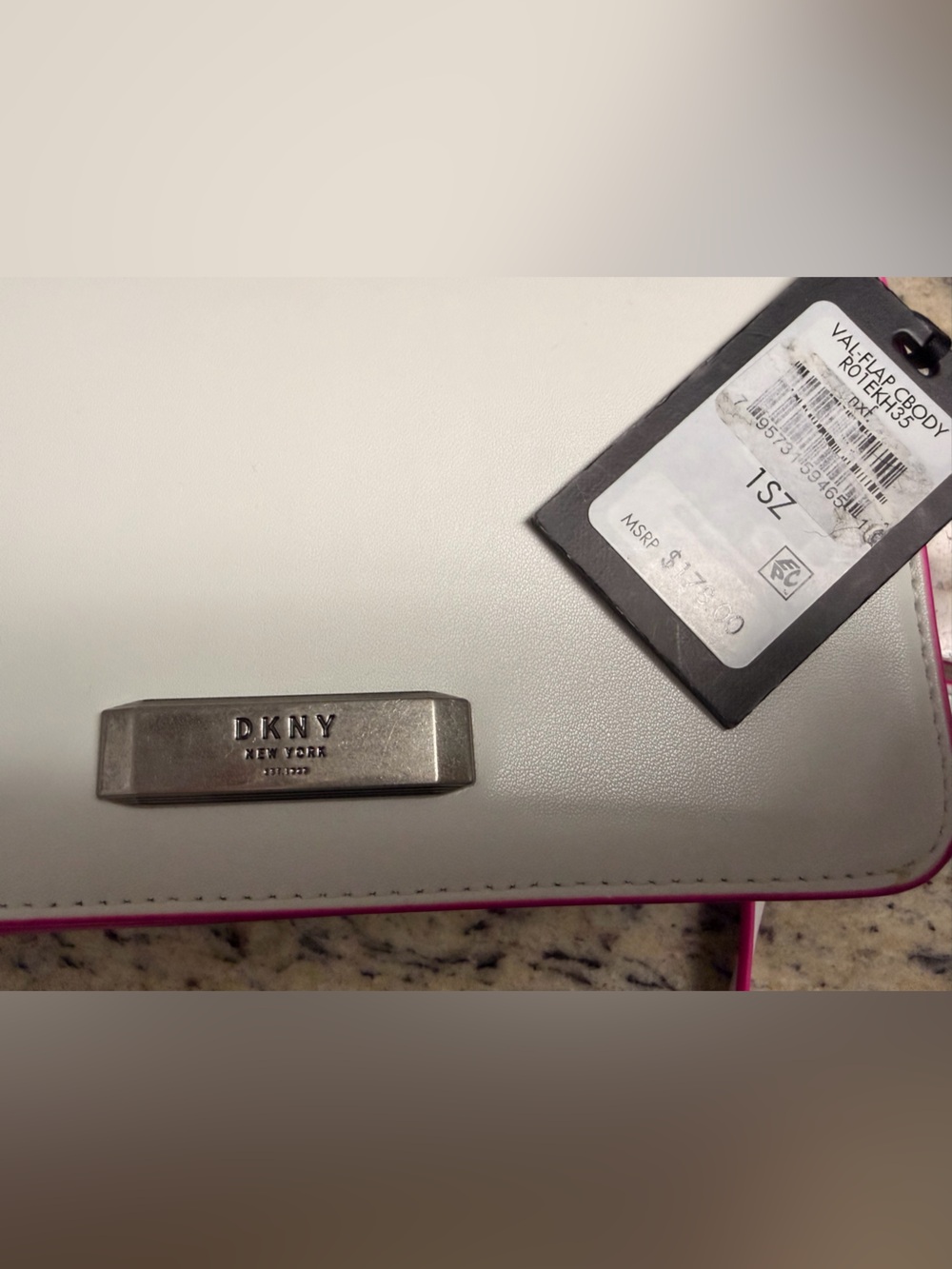 DKNY White Crossbody with Pink Edge Trim - Picture 4 of 4